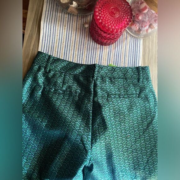 C Wonder Pants Womens Size 2 Deco Geometric Print Green Taffeta NEW - Picture 10 of 15